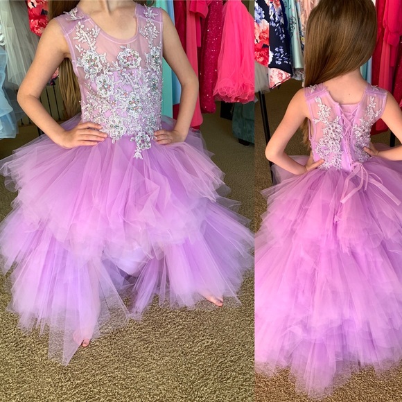 Lavender Fluffy Tulle High Low Dress/ Pageant Fun Fashion - Picture 1 of 3